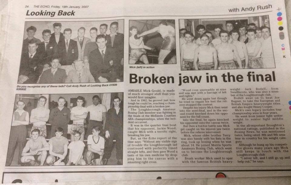 The Loughborough Echo, 19 January 2007, 'Broken jaw in the final' — feature on a Loughborough Amateur Boxing Club member reaching the Midlands Counties ABA championship final